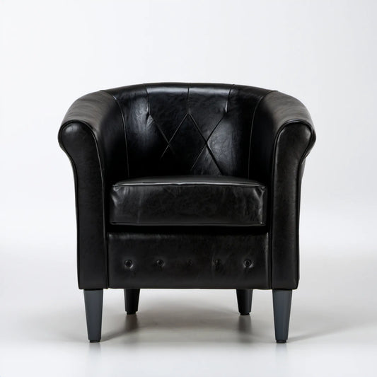 Czarny fotel klubowy z ekoskóry PU 80 × 75 × 75 cm