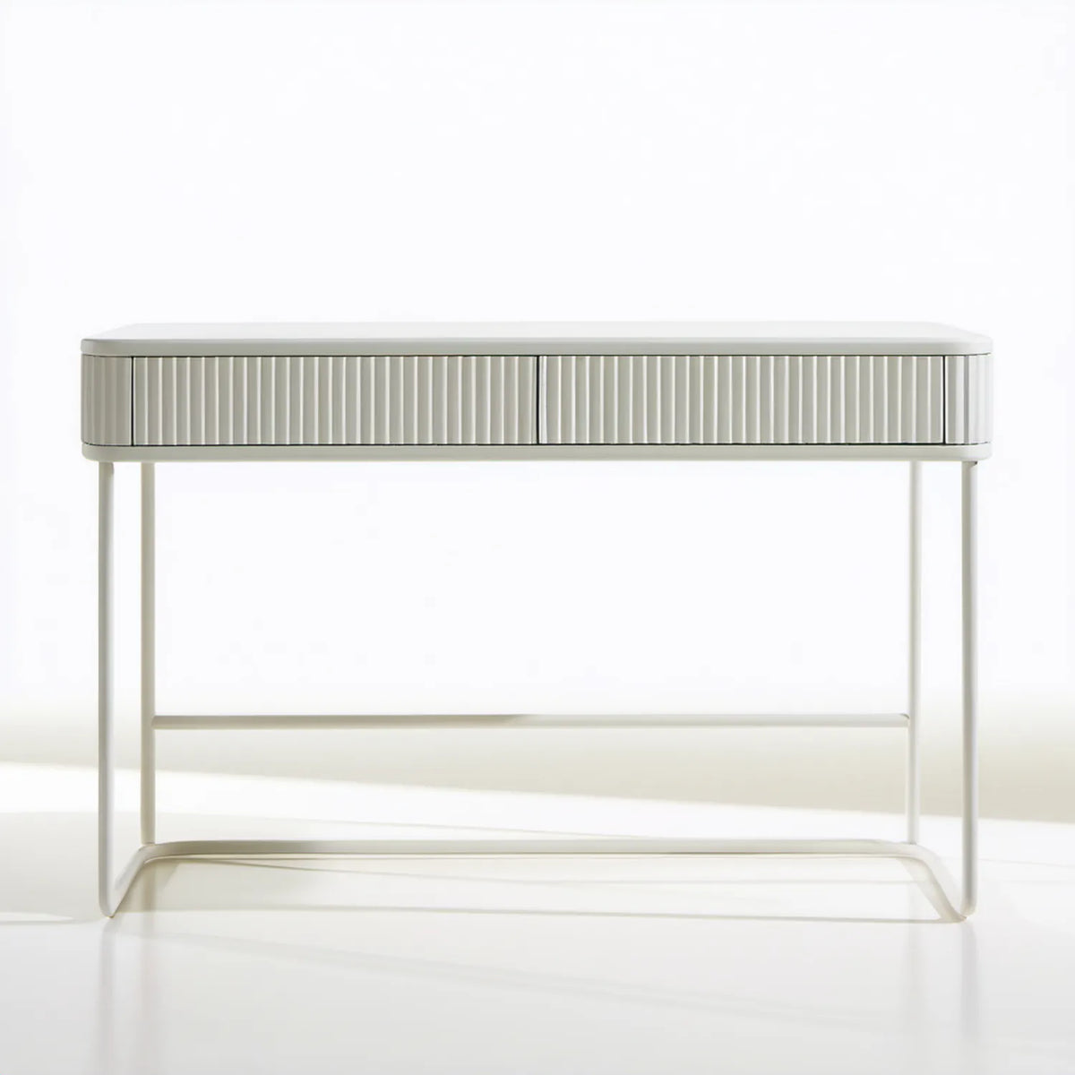 Kremowe biurko z 2 szufladami, MDF i stal, 120 x 55 x 75 cm